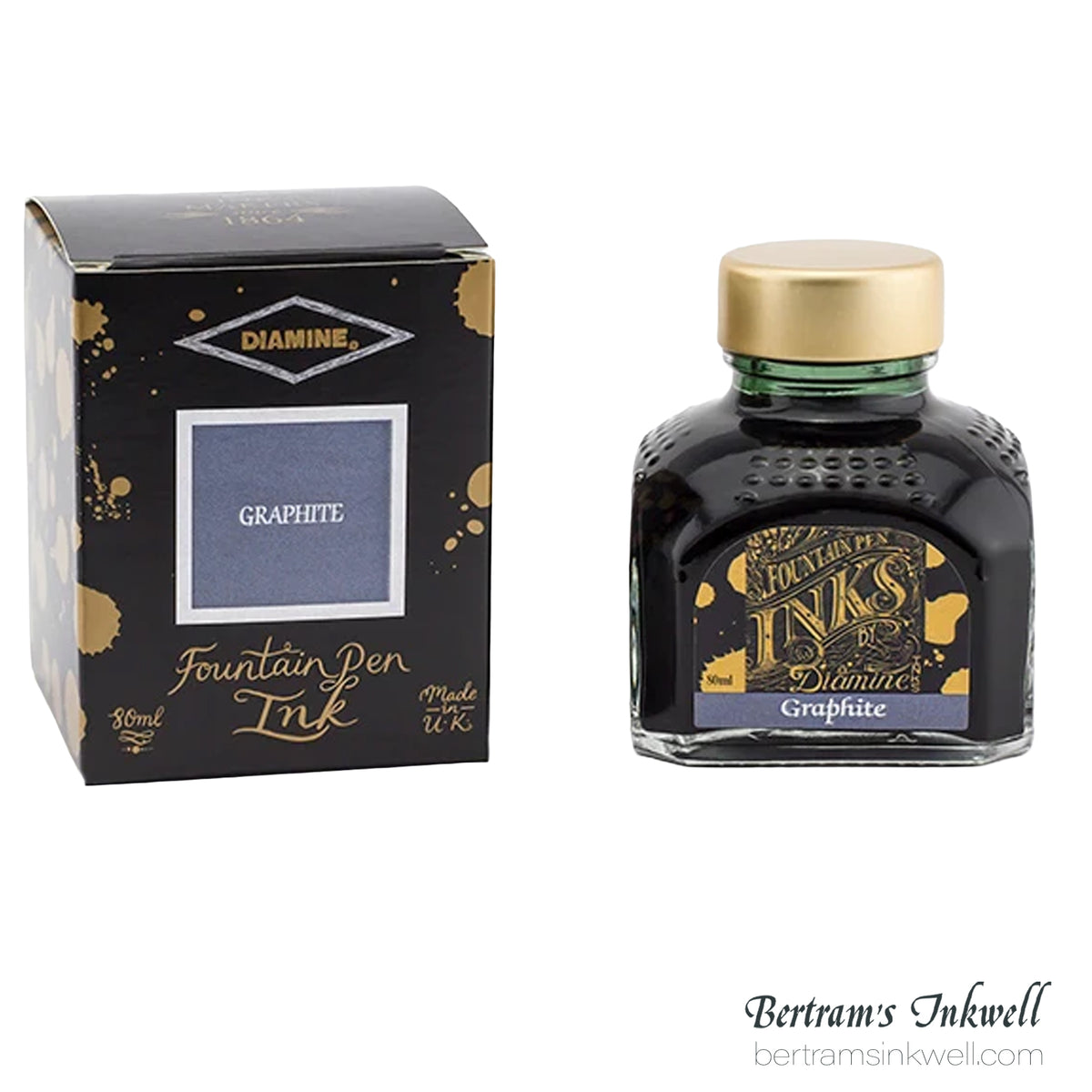 Diamine Graphite Fountain Pen Ink Bottle 80ml