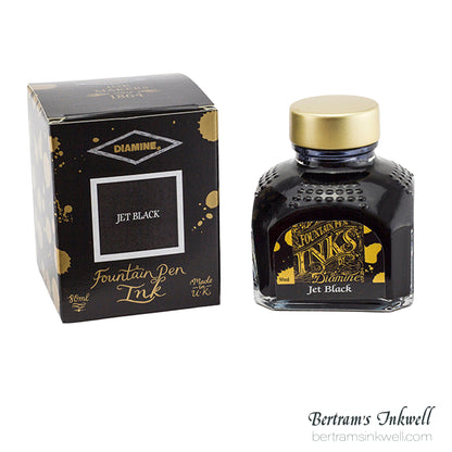 Diamine Jet Black Fountain Pen Ink Bottle 80ml
