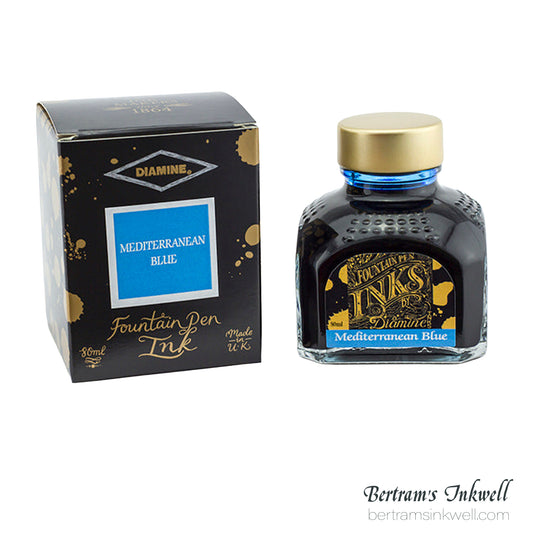 Diamine Mediterranean Blue Fountain Pen Ink Bottle 80ml
