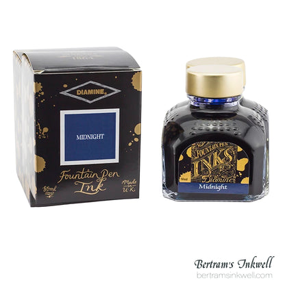 Diamine Midnight Fountain Pen Ink Bottle 80ml