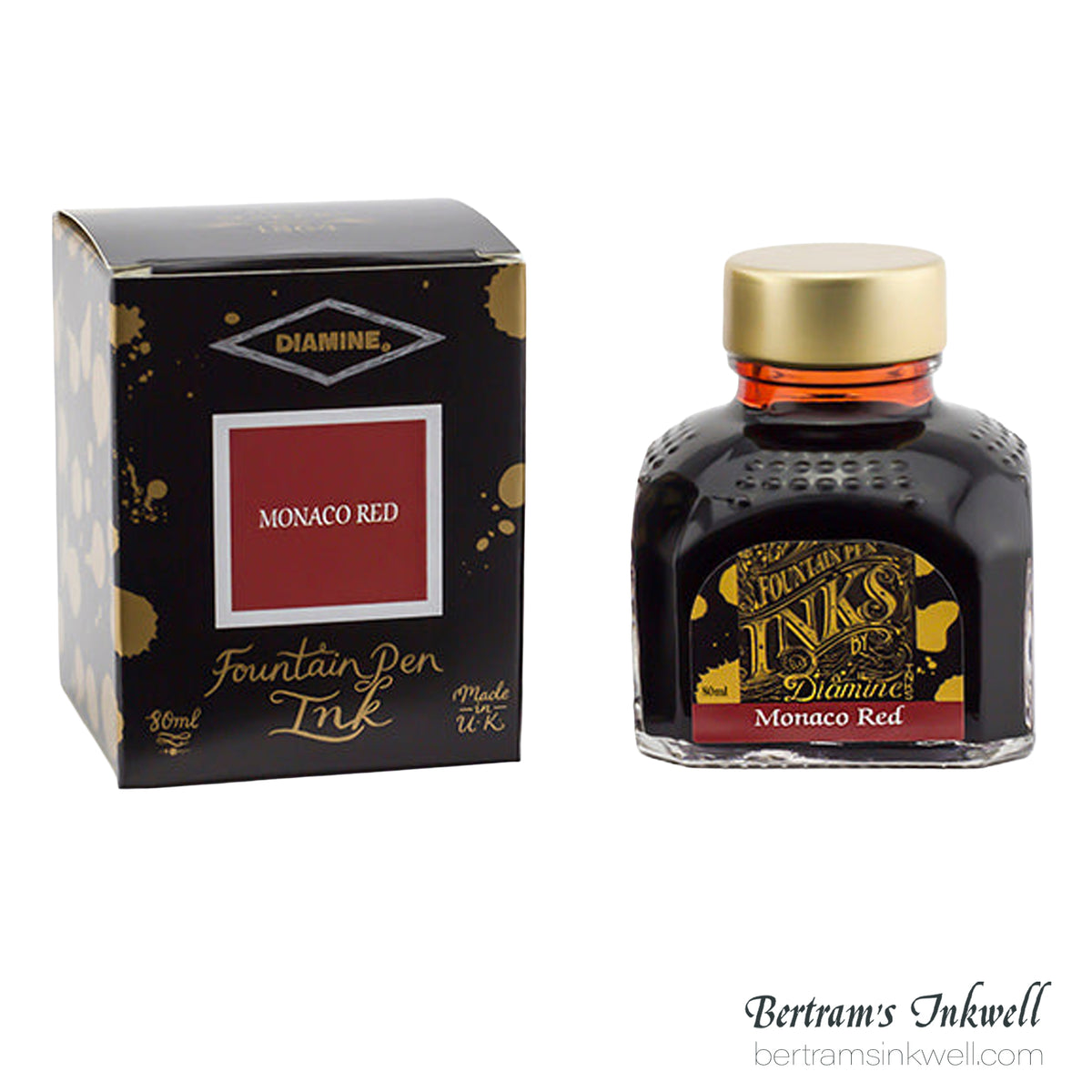 Diamine Monaco Red Fountain Pen Ink Bottle 80ml
