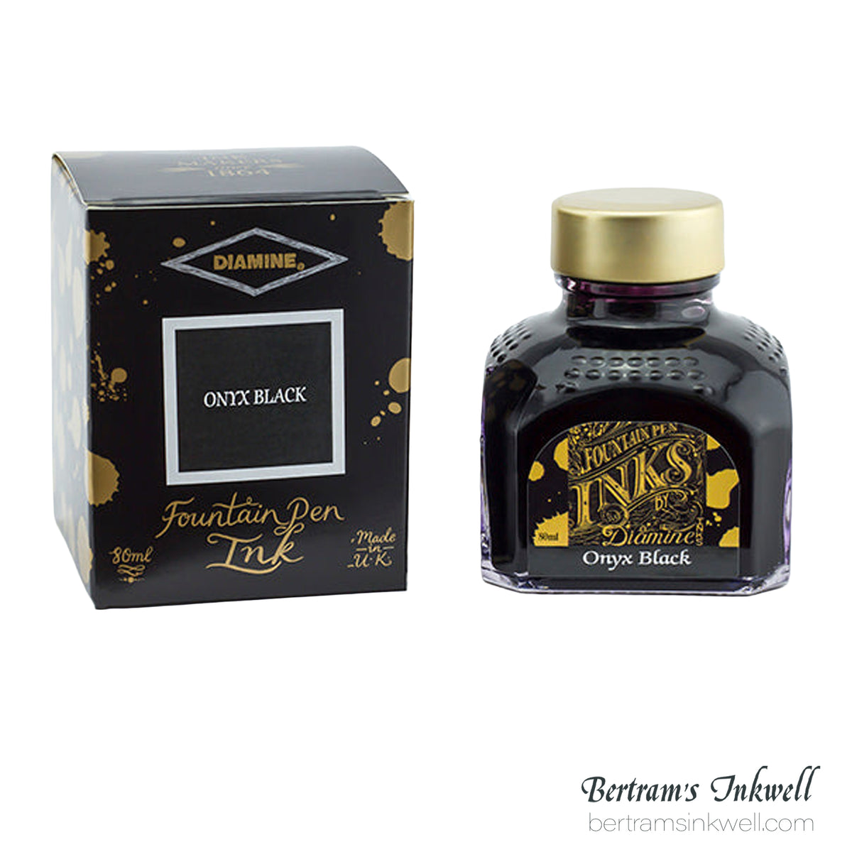 Diamine Onyx Black Fountain Pen Ink Bottle 80ml