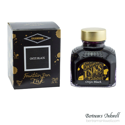 Diamine Onyx Black Fountain Pen Ink Bottle 80ml