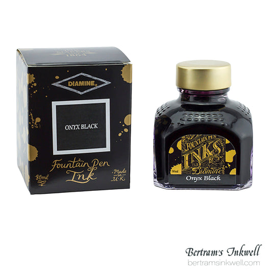 Diamine Onyx Black Fountain Pen Ink Bottle 80ml