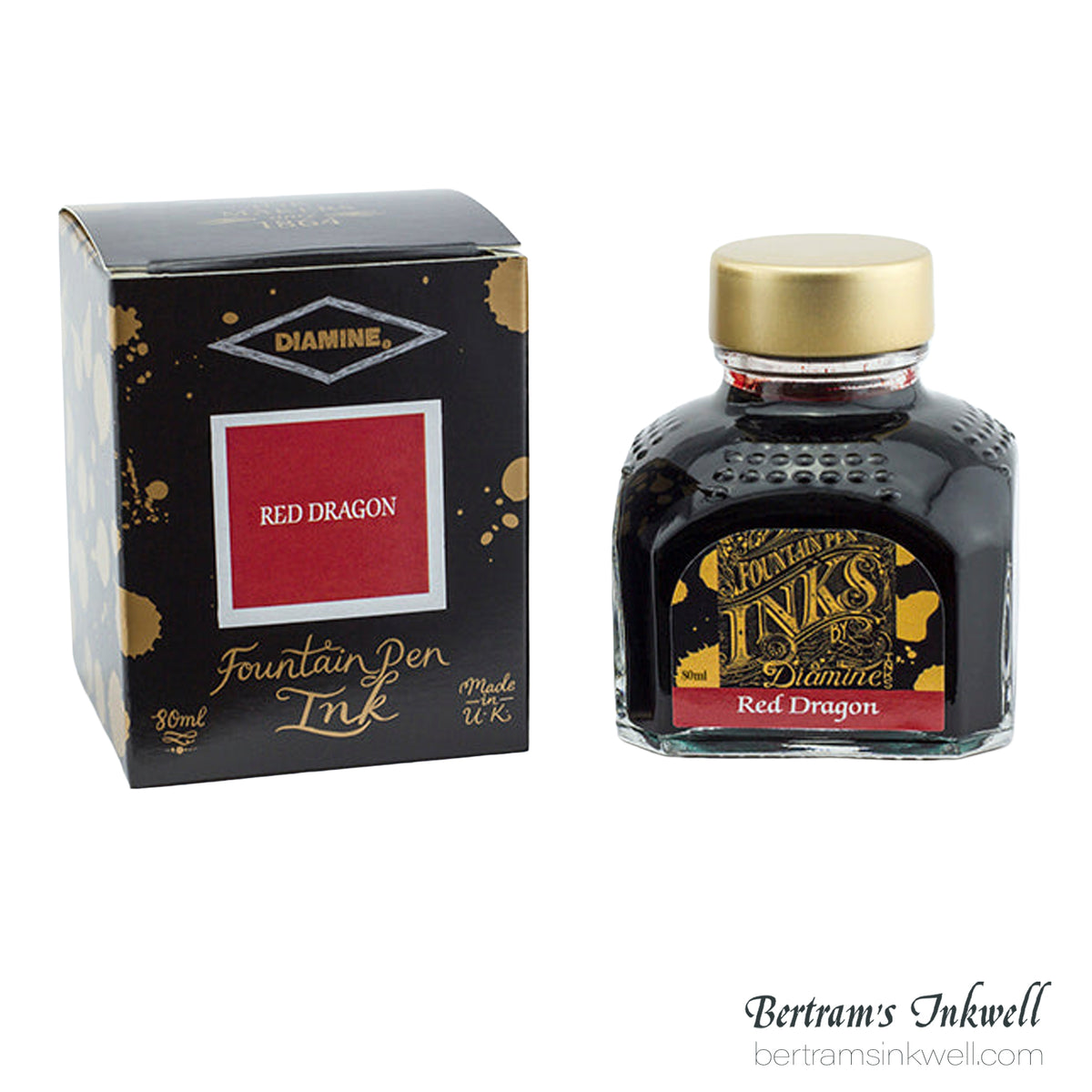 Diamine Red Dragon Fountain Pen Ink Bottle 80ml