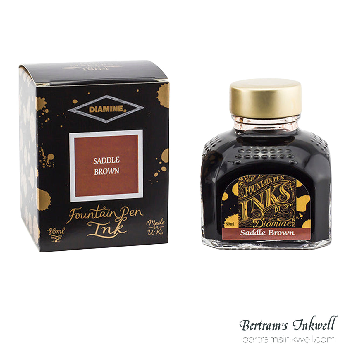 Diamine Saddle Brown Fountain Pen Ink Bottle 80ml