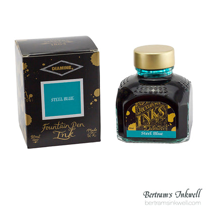 Diamine Steel Blue Fountain Pen Ink Bottle 80ml