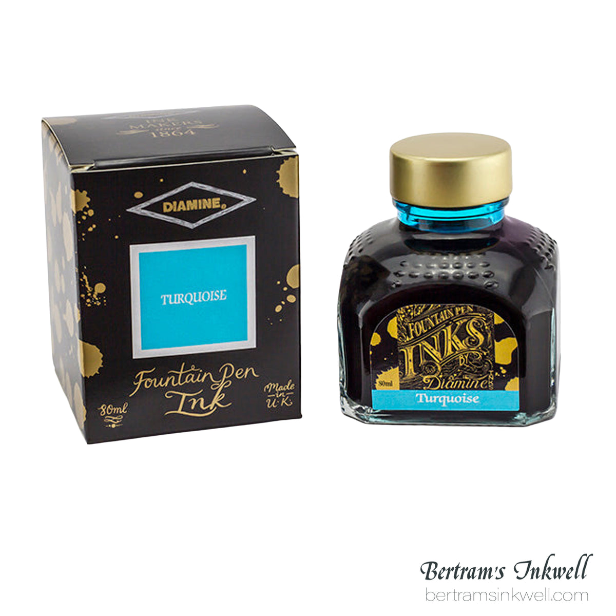 Diamine Turquoise Fountain Pen Ink Bottle 80ml