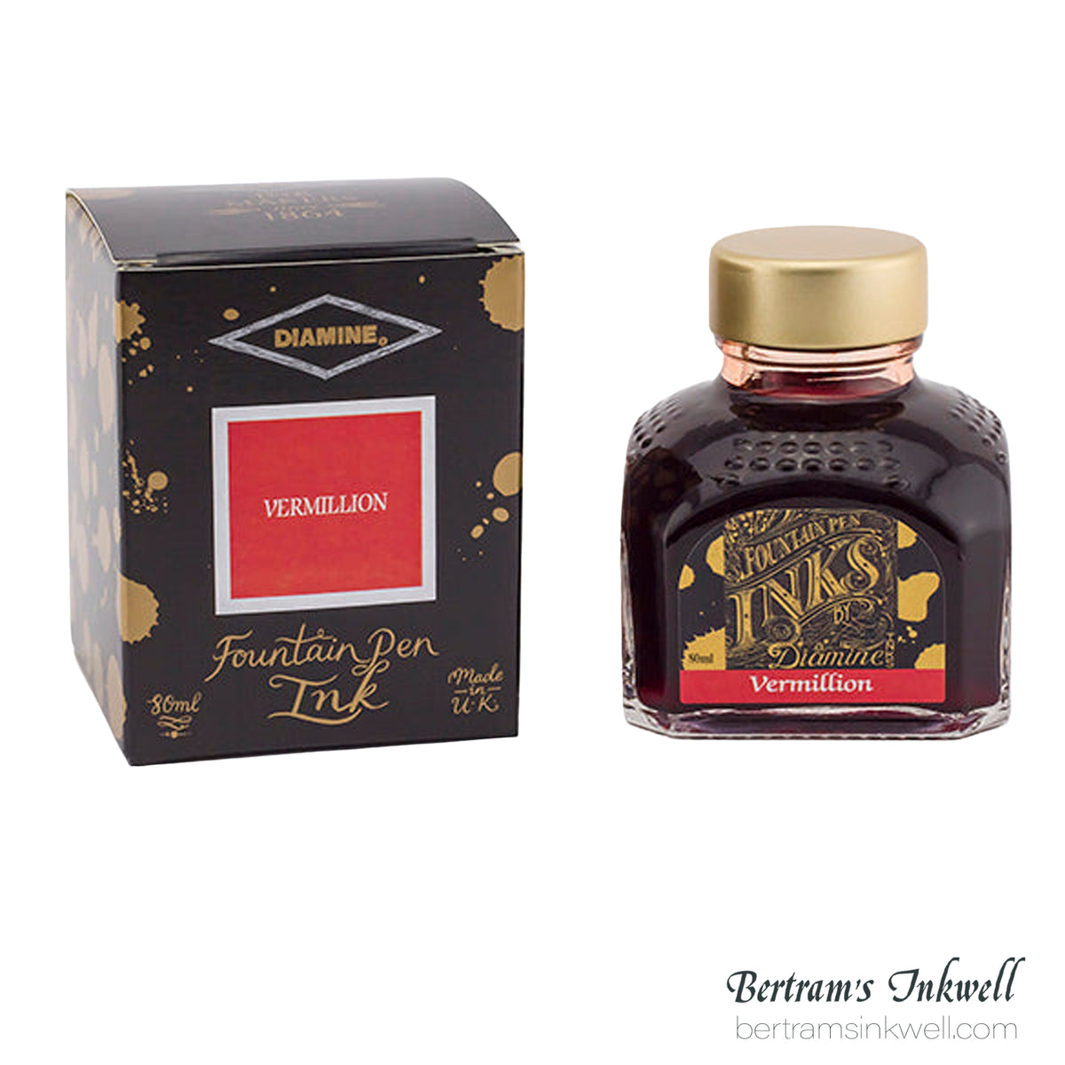 Diamine Vermillion Fountain Pen Ink Bottle 80ml