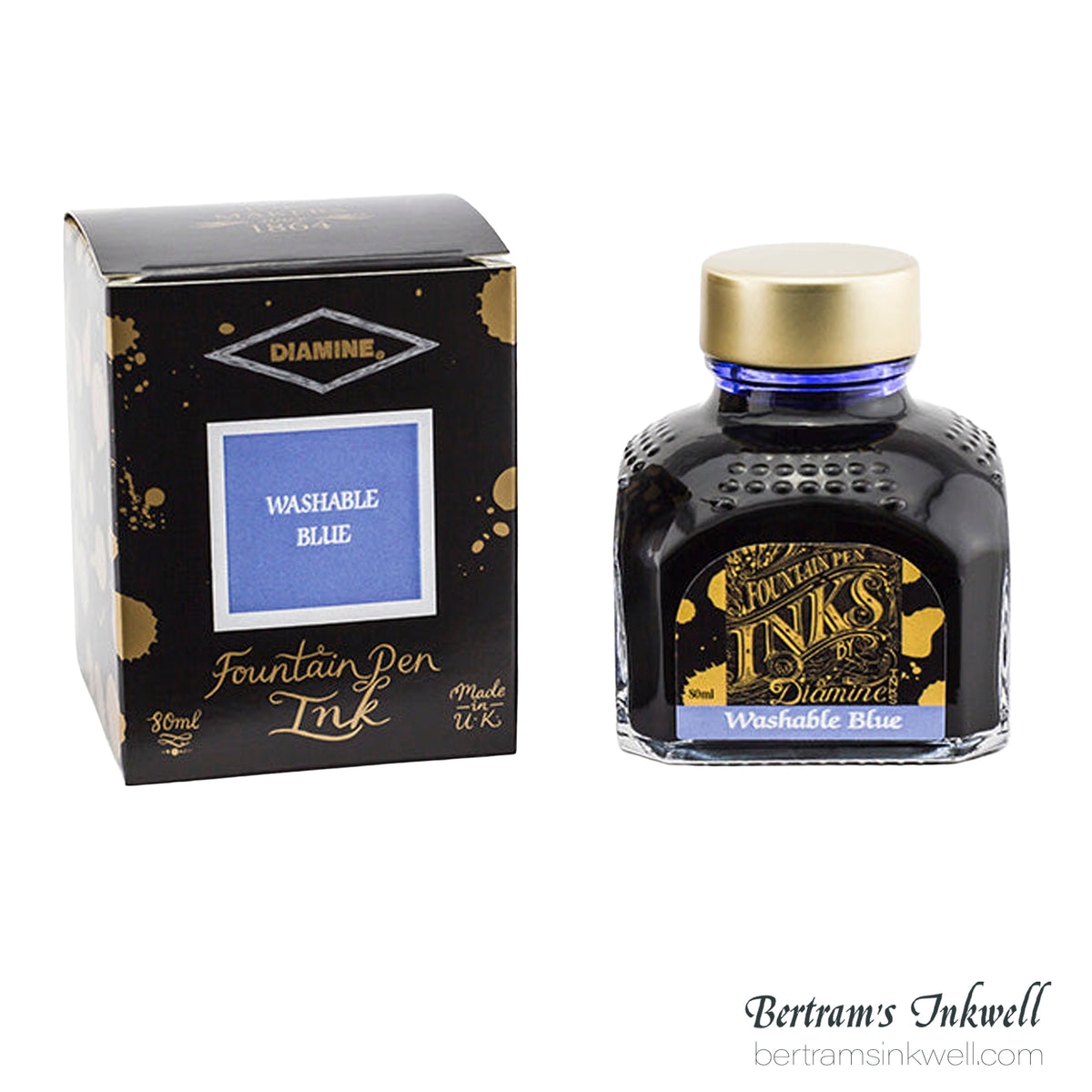 Diamine Washable Blue Fountain Pen Ink Bottle 80ml