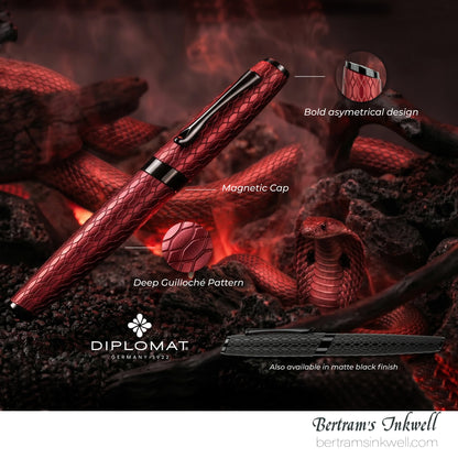 Diplomat Cobra Burgundy Red Guilloche Fountain Pen