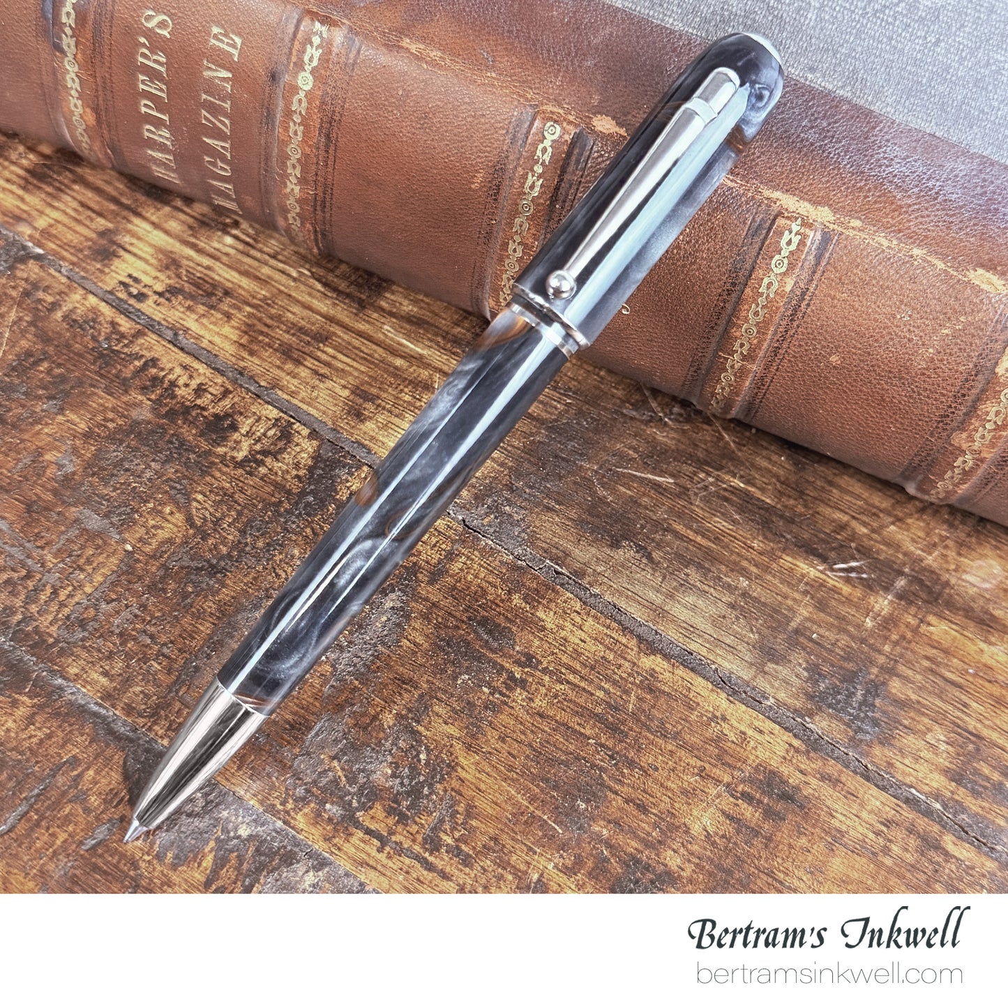Dunhill Sidecar Grey Marble Resin with Platinum Plated Trim Ballpoint Pen 2003, NUZ2033