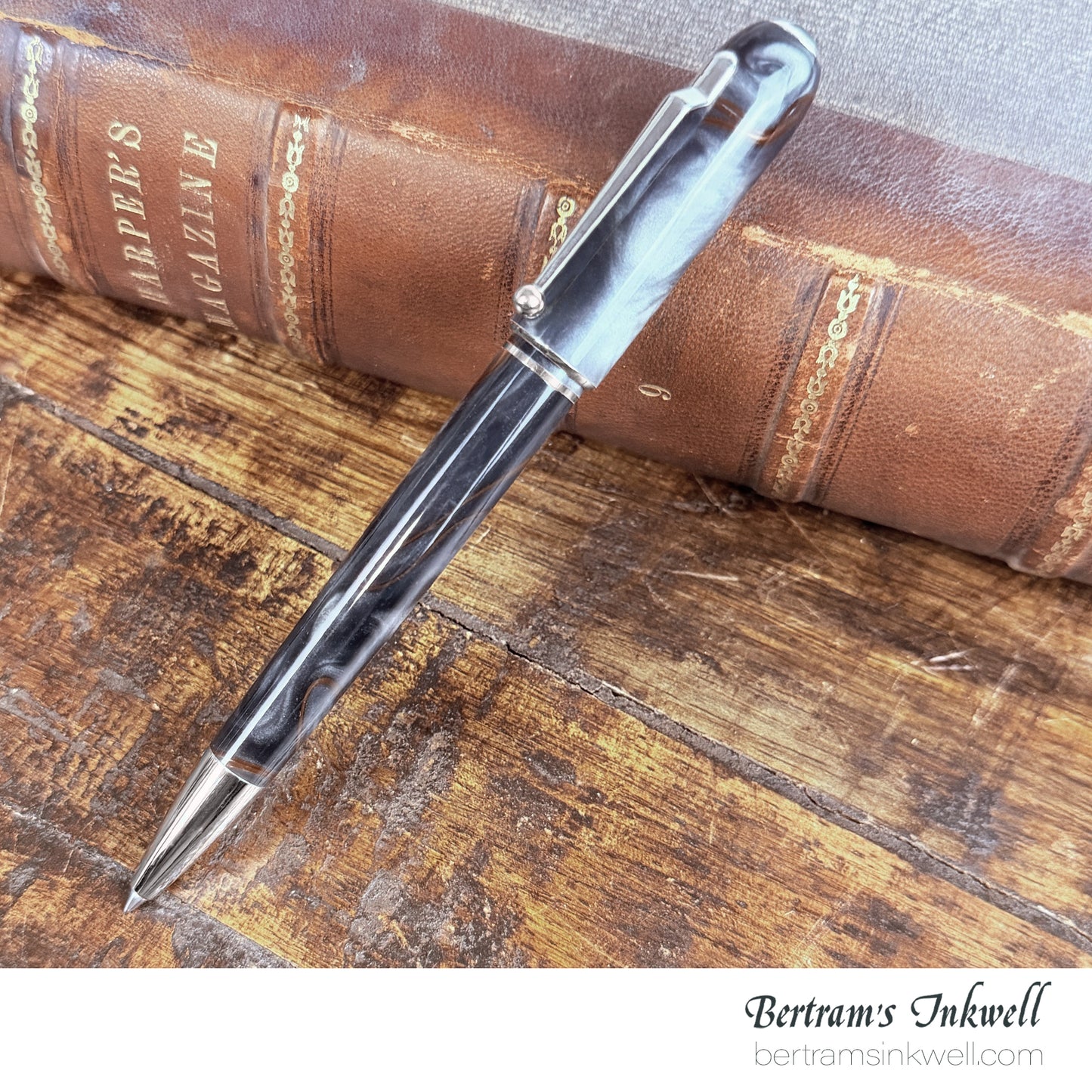 Dunhill Sidecar Grey Marble Resin with Platinum Plated Trim Ballpoint Pen 2003, NUZ2033