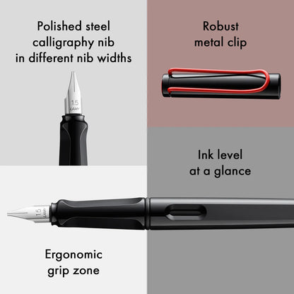Lamy Joy AL Shiny Black with Red Clip Calligraphy Fountain Pen