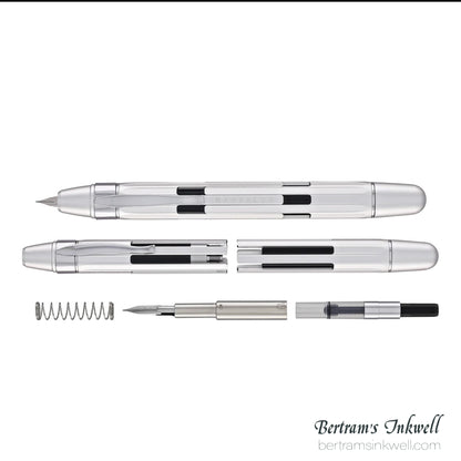 Nahvalur Eclipse Retractable Fountain Pen in Pure Silver