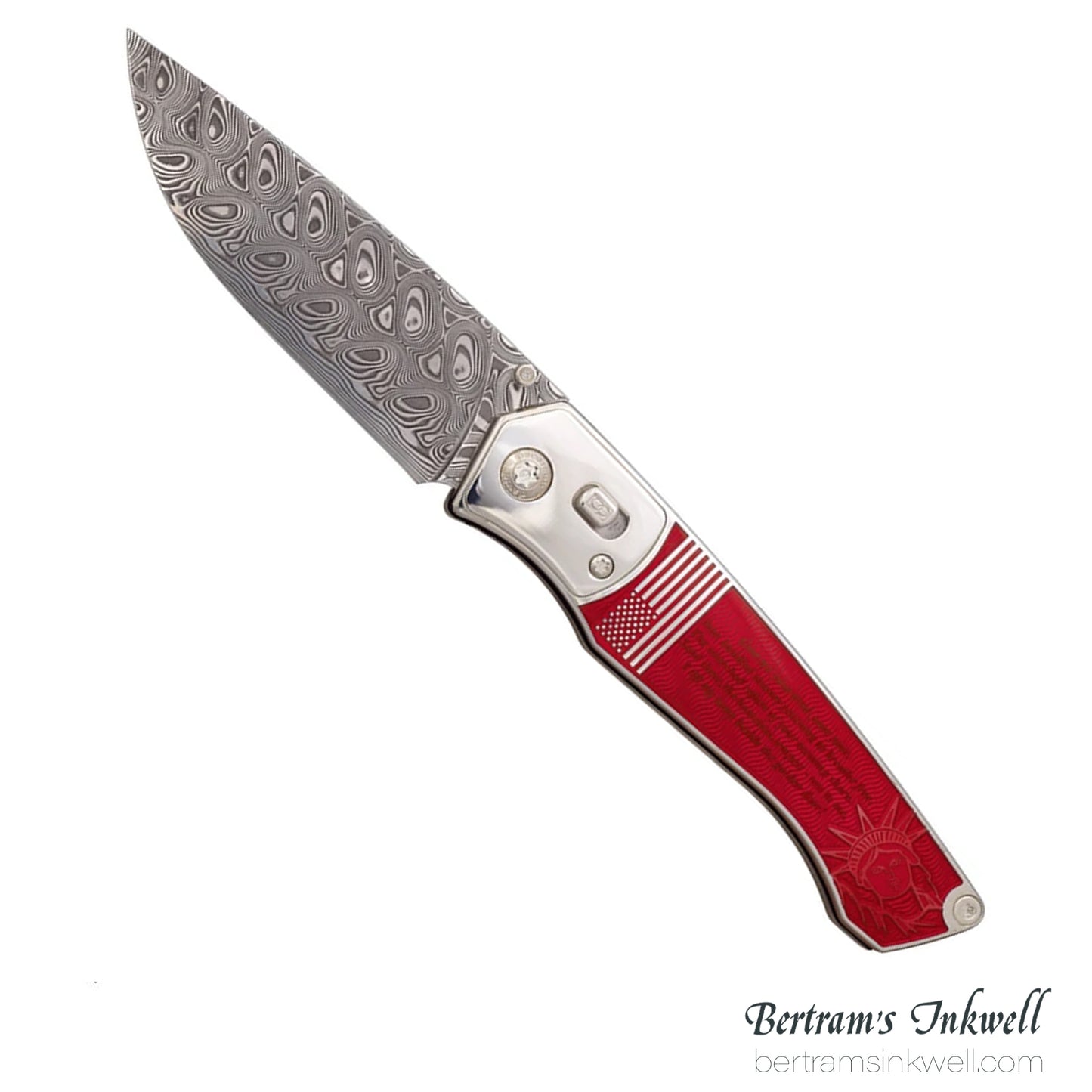 David Oscarson Ellis Island Translucent Ruby Red Hard Enamel Folding Knife