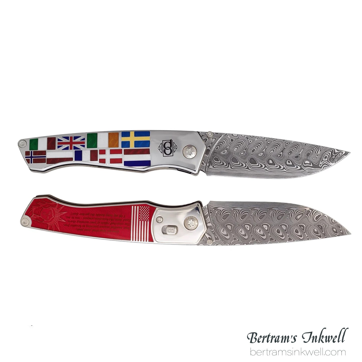 David Oscarson Ellis Island Translucent Ruby Red Hard Enamel Folding Knife