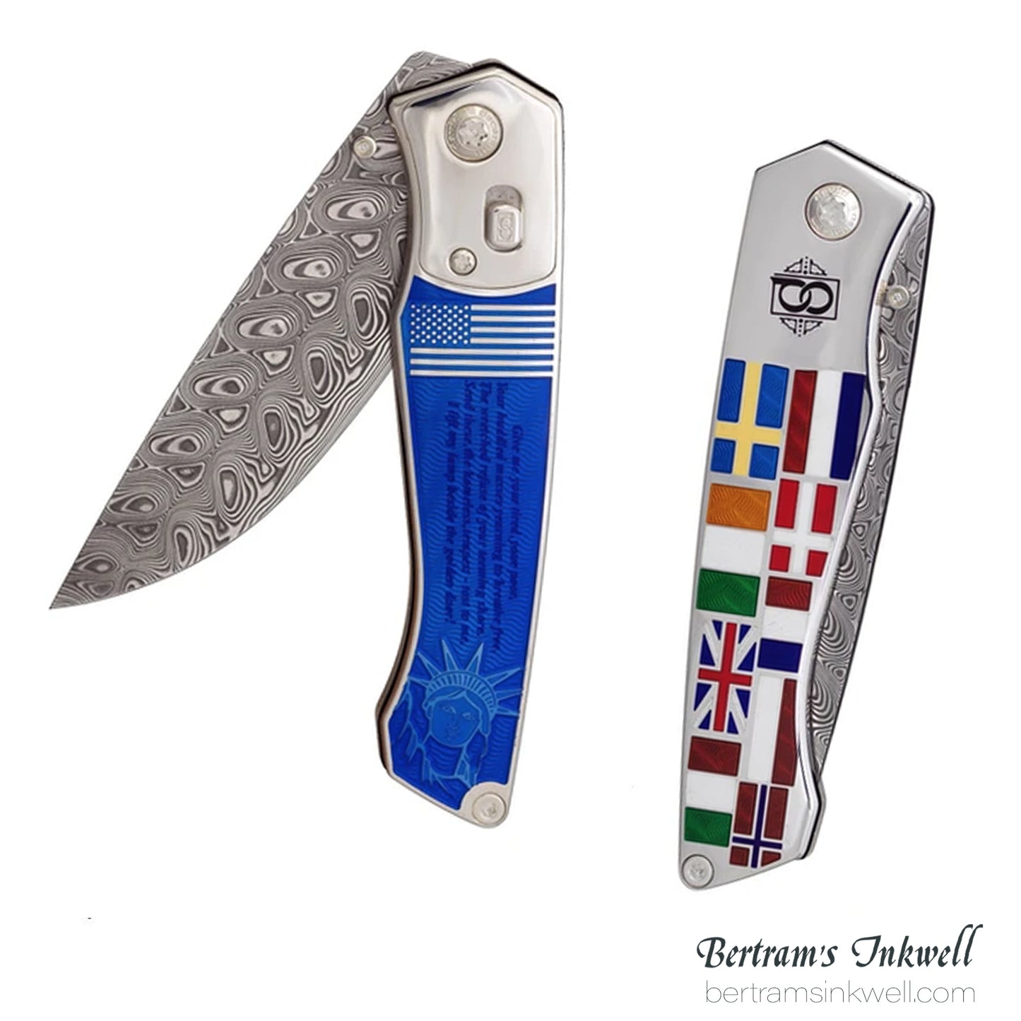 David Oscarson Ellis Island Translucent Sapphire Blue Hard Enamel Folding Knife