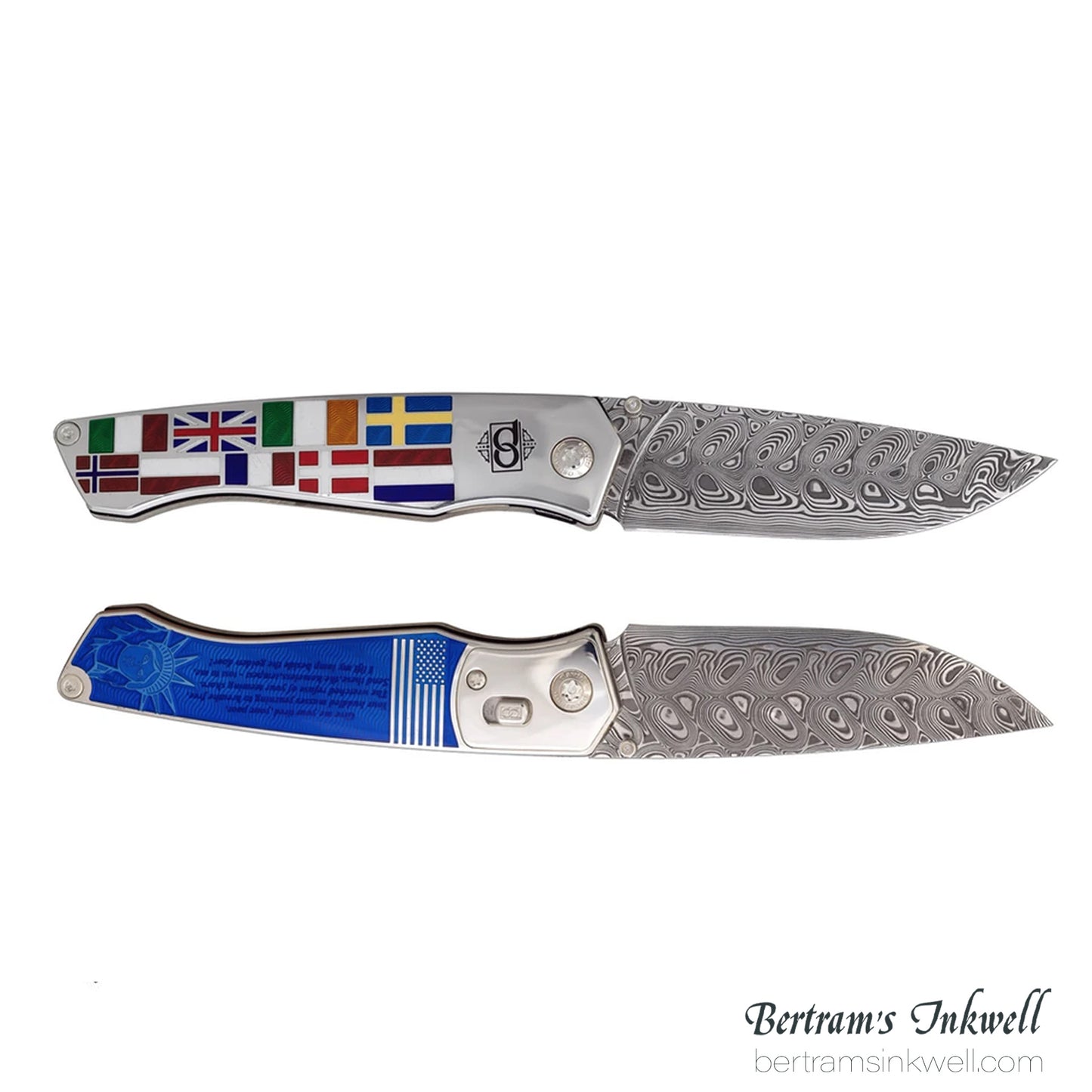 David Oscarson Ellis Island Translucent Sapphire Blue Hard Enamel Folding Knife