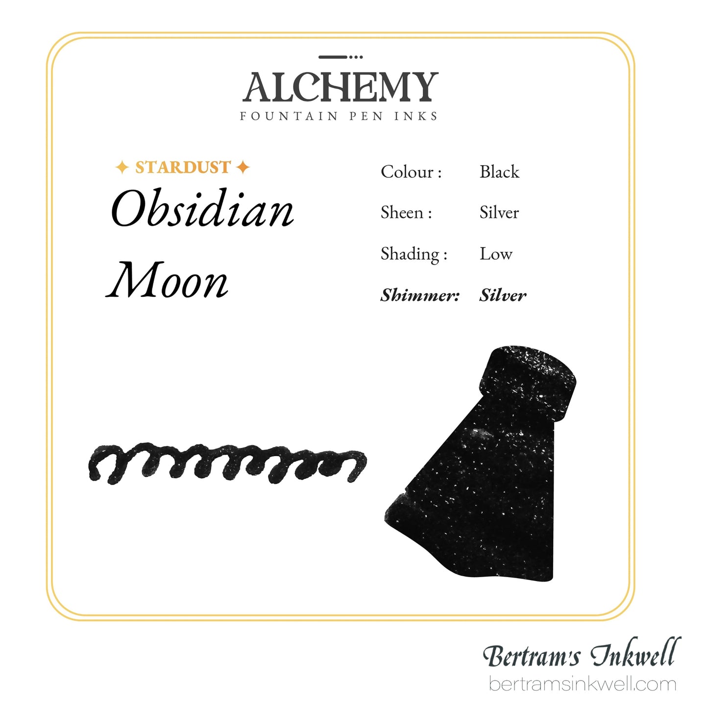 Endless Alchemy Fountain Pen Inks - Shimmering Obsidian Moon (Stardust)