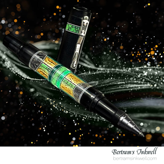 Gisi Pen Company Green Agate and Black Limited Edition Rollerball Pen, 2004