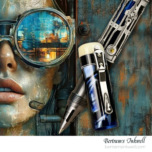 Gisi Pen Company Steampunk Titanium Blue Machine Limited Edition Rollerball, 2007
