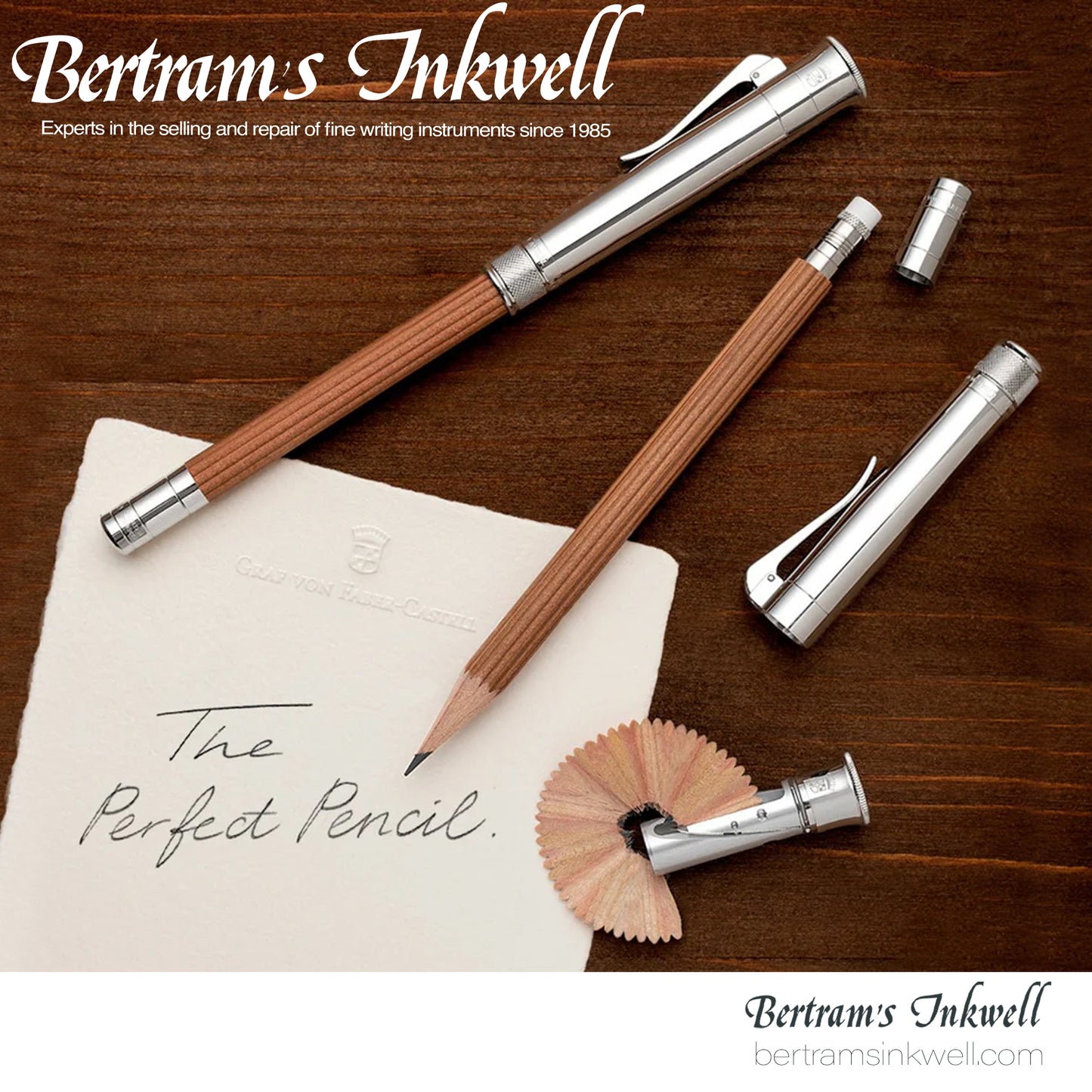 Graf Von Faber-Castell Sterling Silver Cap, Brown Perfect Pencil