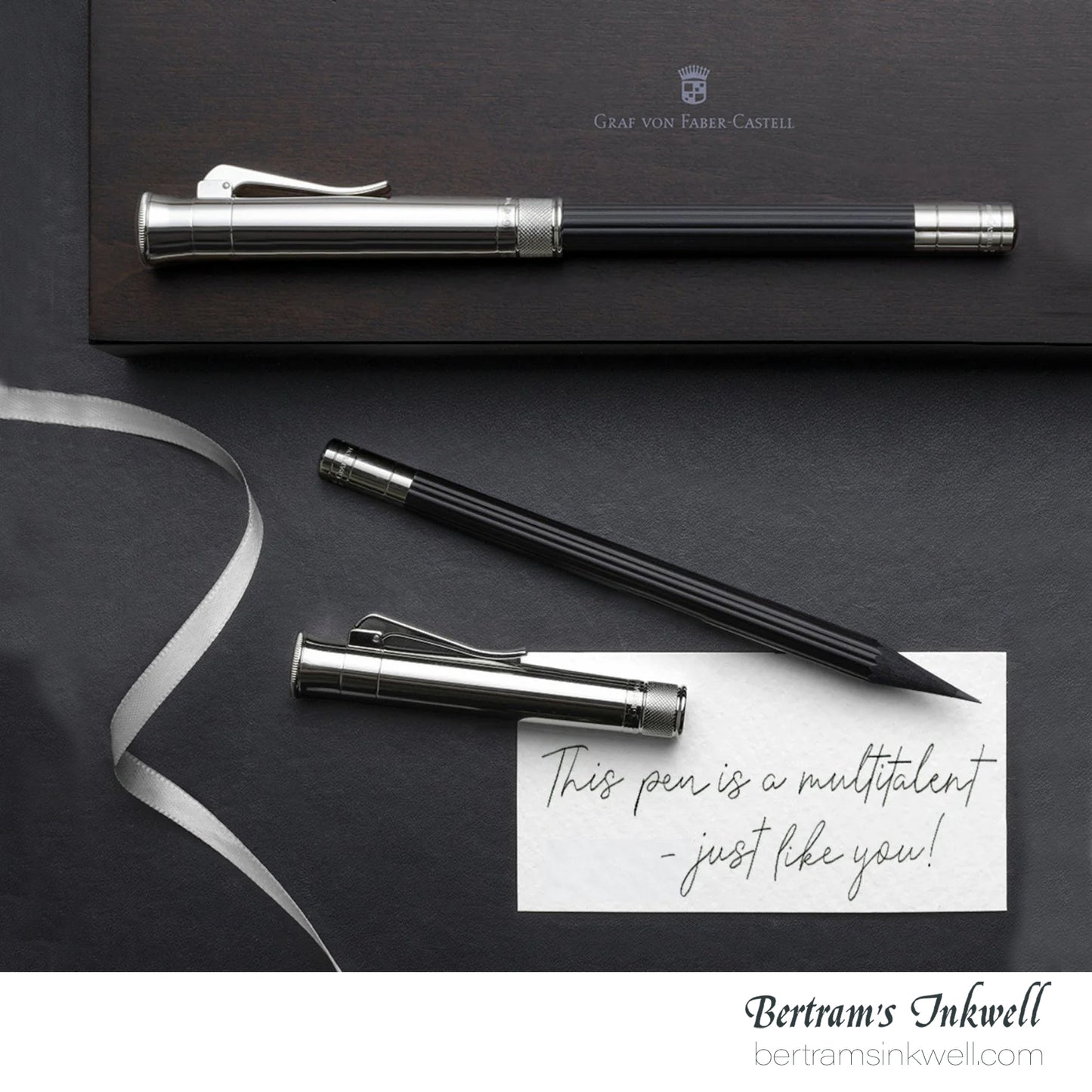 Graf Von Faber-Castell Platinum Plated Cap, Black Perfect Pencil
