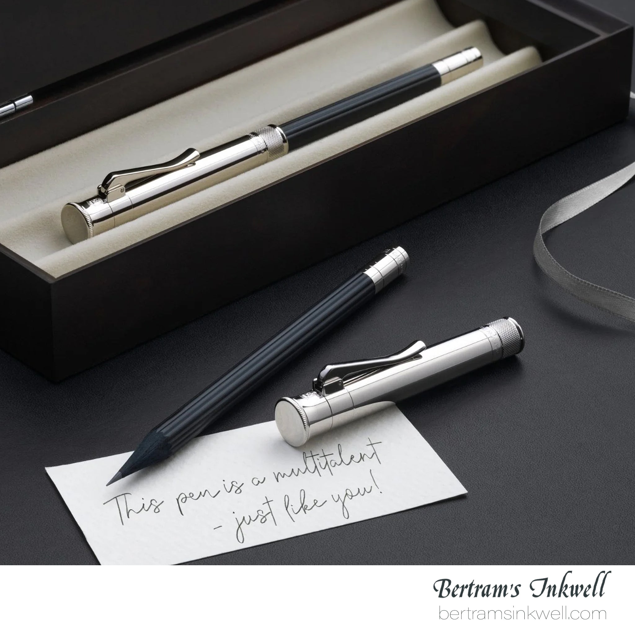 Graf Von Faber-Castell Platinum Plated Cap, Black Perfect Pencil