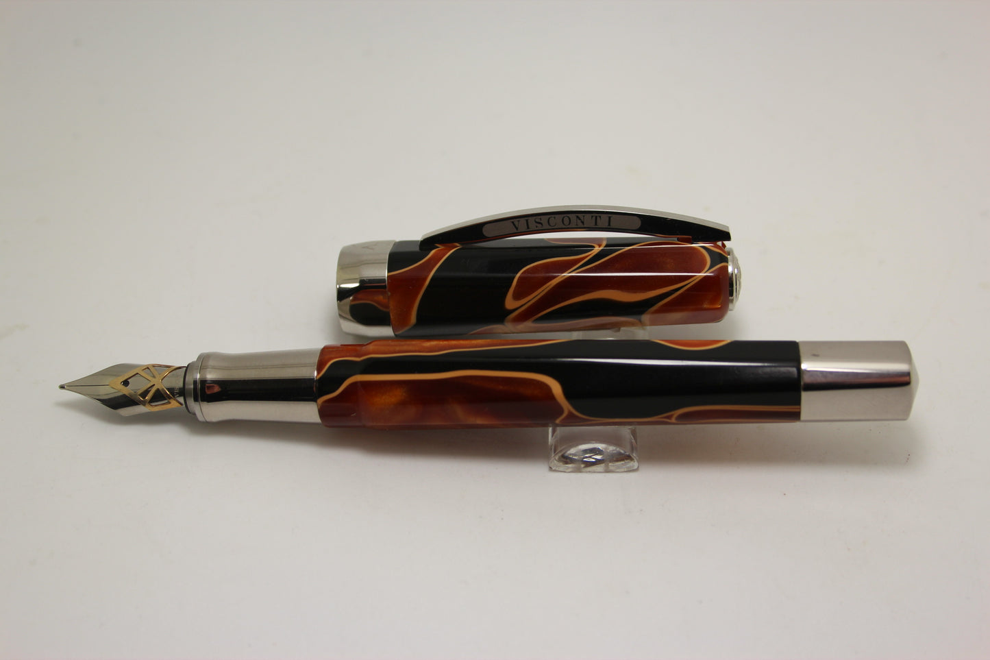 Visconti Opera Vertigo Orange/Brown with Dream Catcher Gold Overlay Nib