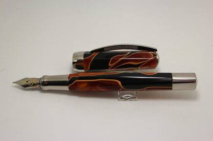 Visconti Opera Vertigo Orange/Brown with Dream Catcher Gold Overlay Nib