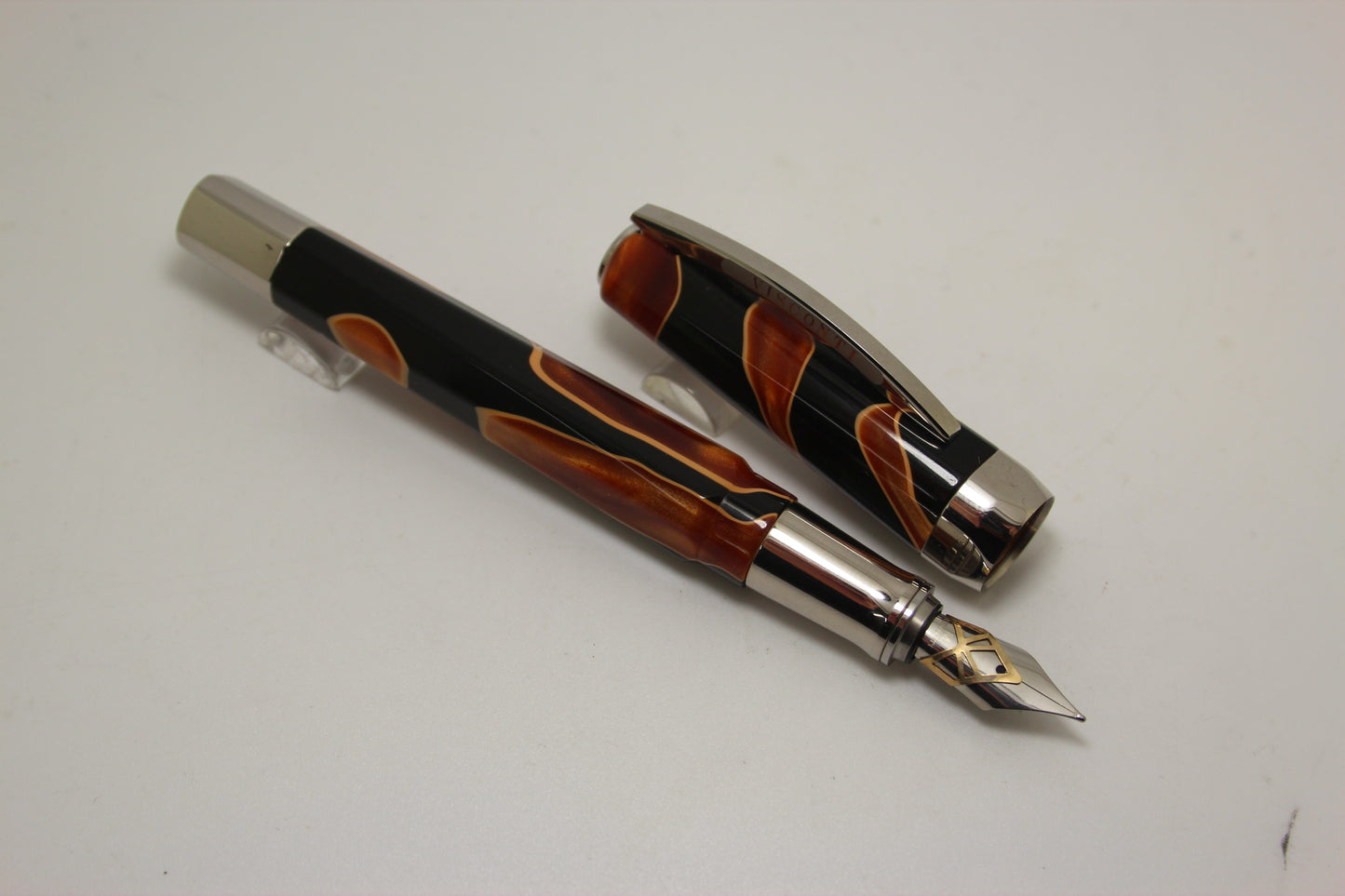 Visconti Opera Vertigo Orange/Brown with Dream Catcher Gold Overlay Nib