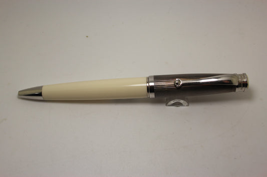 Montegrappa Memoria Striped Sterling Silver Cap Ivory Resin Ballpoint