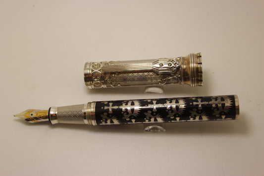 Michel Perchin Gothic Sterling Silver & Black Enamel limited edition Fountain Pen