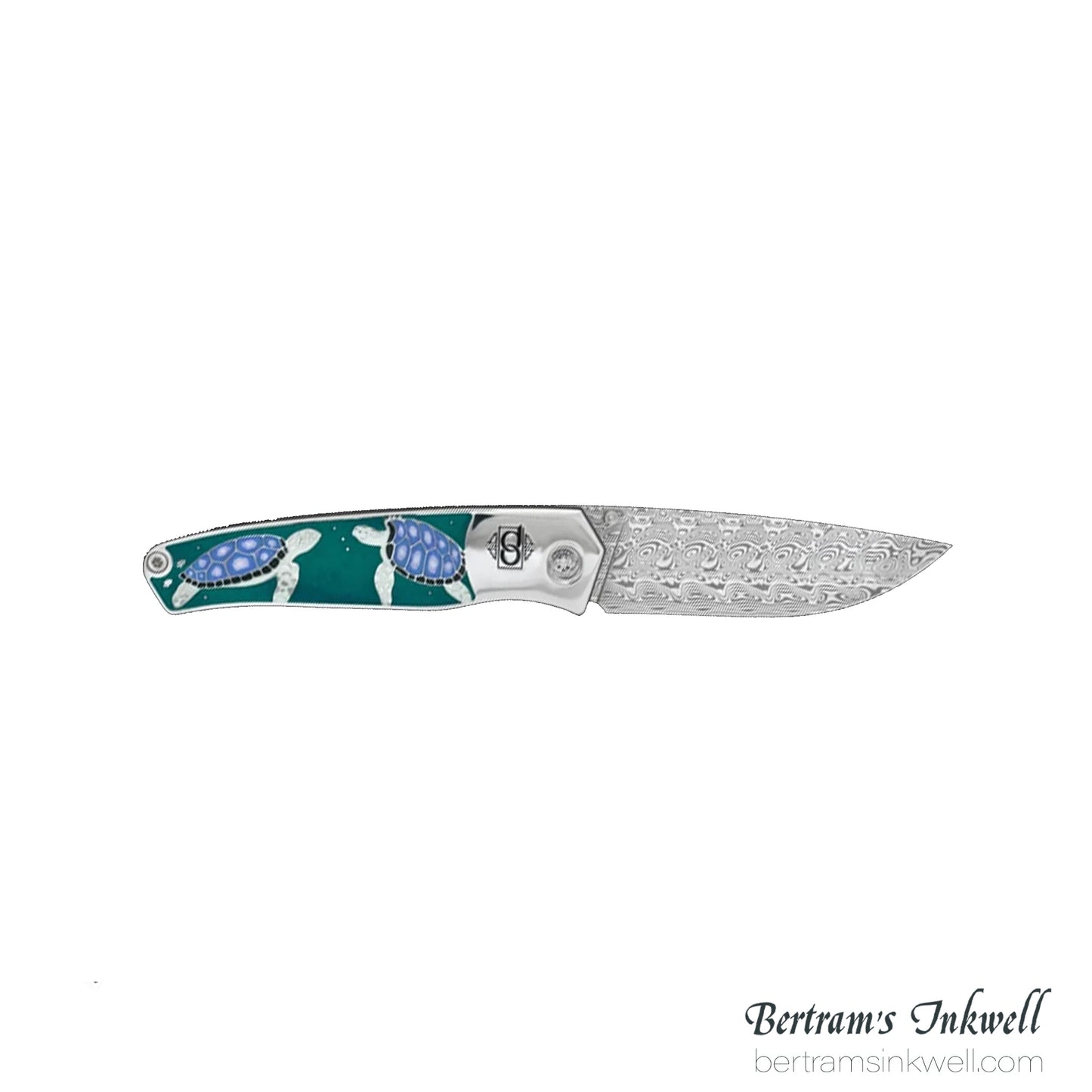 David Oscarson Sea Turtle Teal Folding Knife