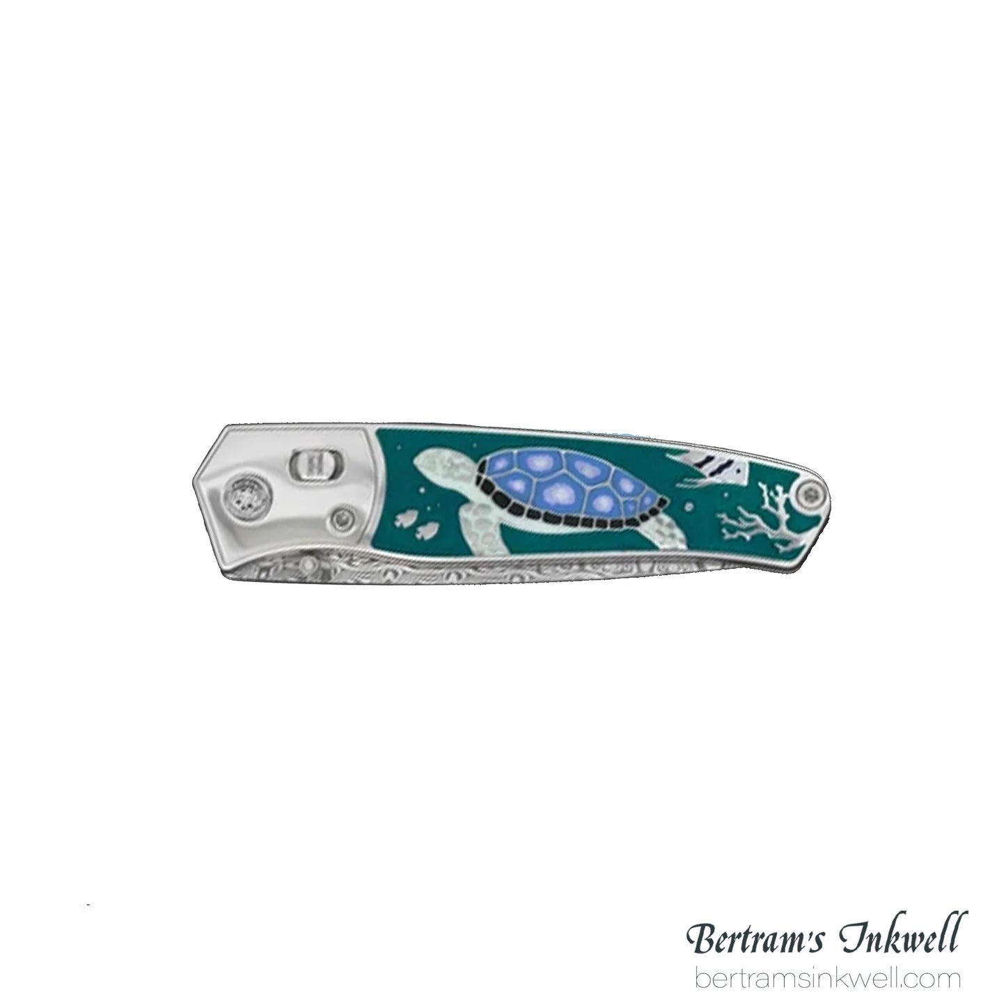 David Oscarson Sea Turtle Teal Folding Knife