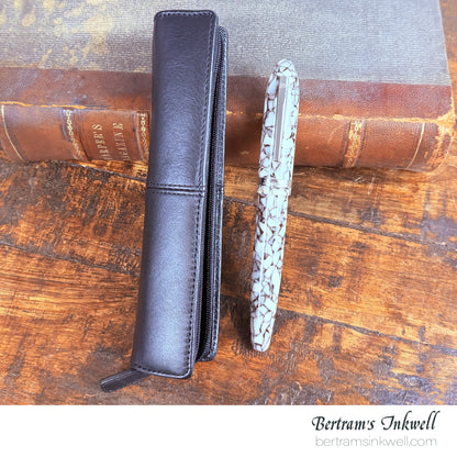 Laban Mento Iced Cracked Rollerball With Leather Pen Case
