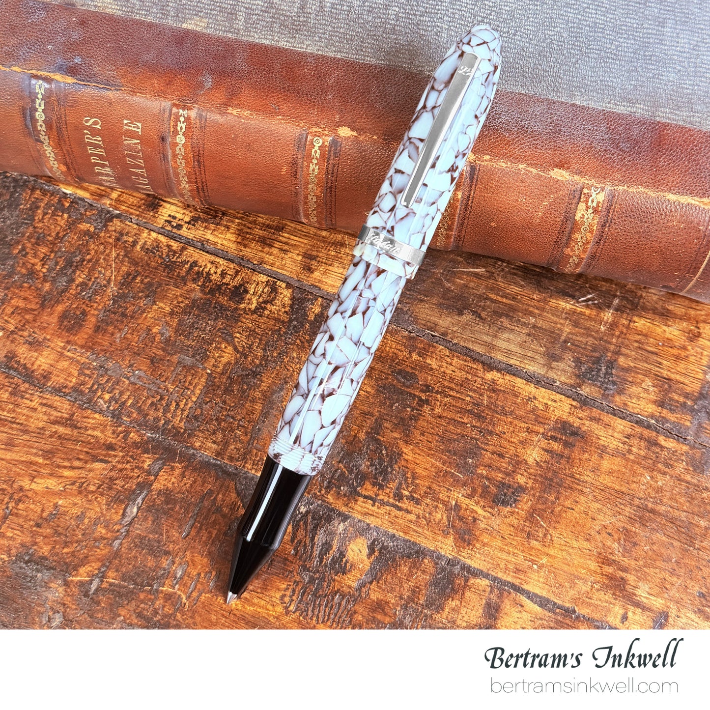 Laban Mento Iced Cracked Rollerball With Leather Pen Case