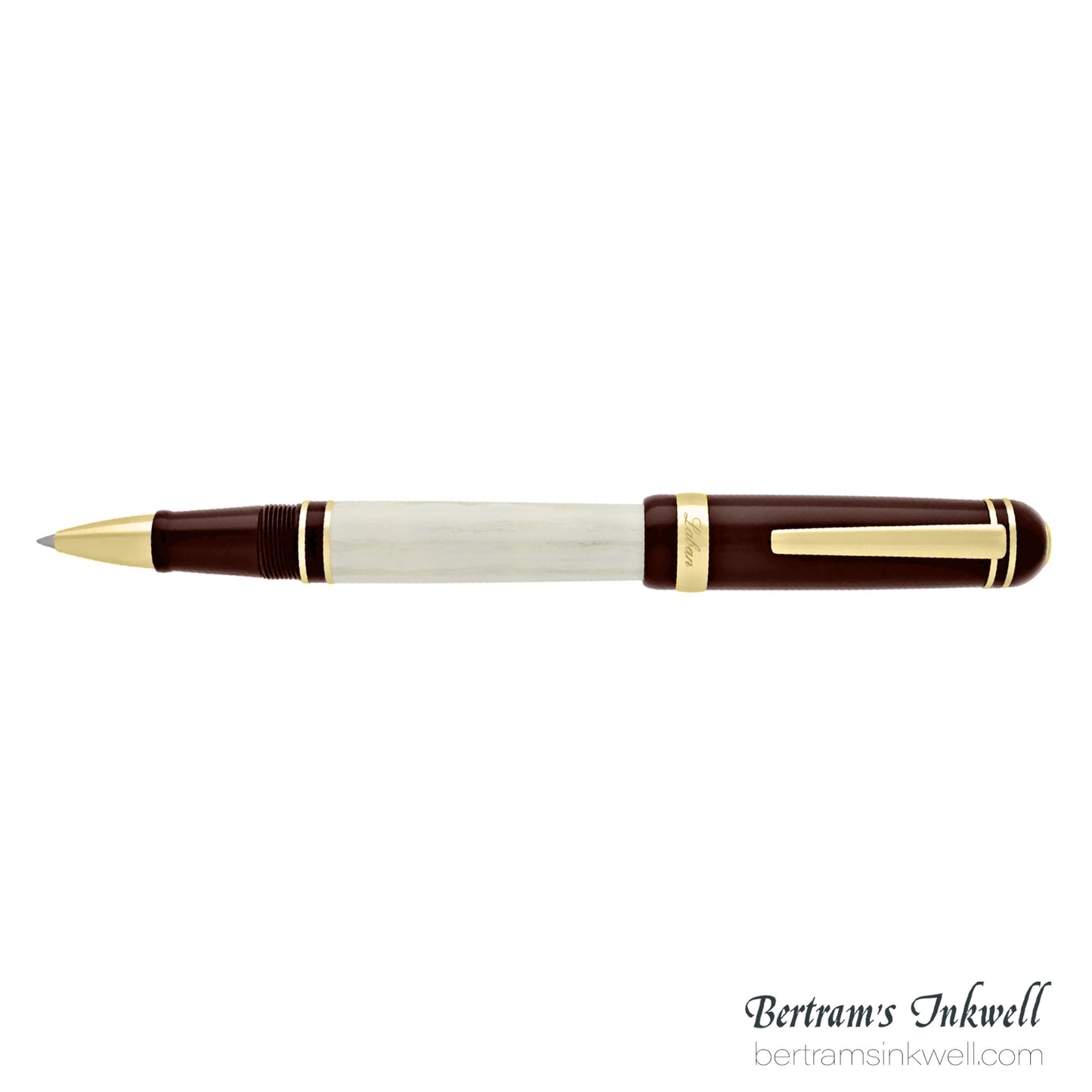 Laban 325 Cambridge Burgundy and Ivory Rollerball With Leather Pen Case