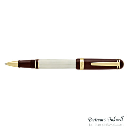 Laban 325 Cambridge Burgundy and Ivory Rollerball With Leather Pen Case