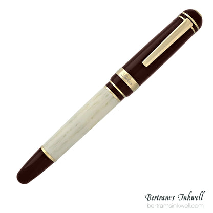 Laban 325 Cambridge Burgundy and Ivory Rollerball With Leather Pen Case