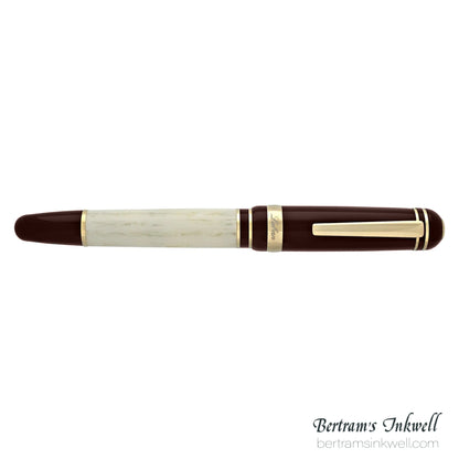 Laban 325 Cambridge Burgundy and Ivory Rollerball With Leather Pen Case