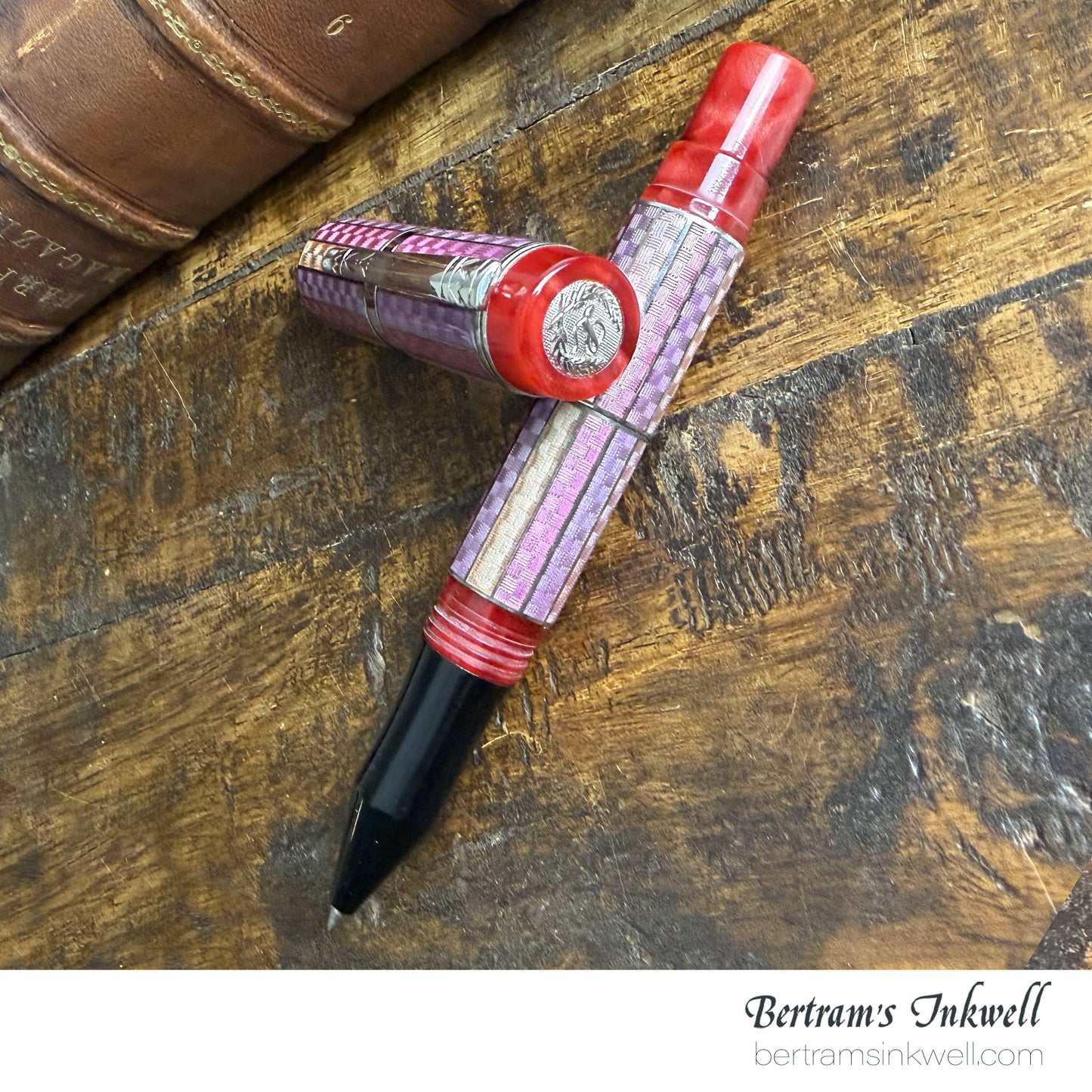 Laban Carnival Sterling Silver and Pink Enamel Rollerball With Leather Pen Case 2008, MH-R100