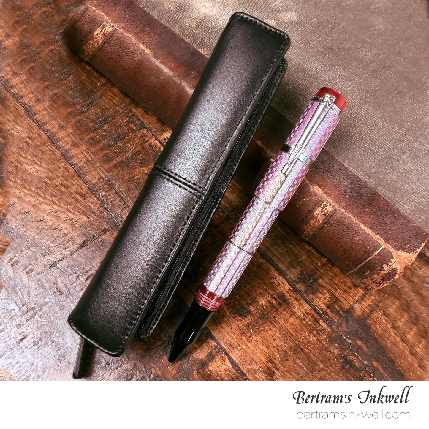 Laban Carnival Sterling Silver and Pink Enamel Rollerball With Leather Pen Case 2008, MH-R100