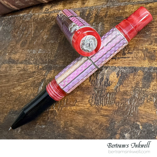 Laban Carnival Sterling Silver and Pink Enamel Rollerball With Leather Pen Case 2008, MH-R100