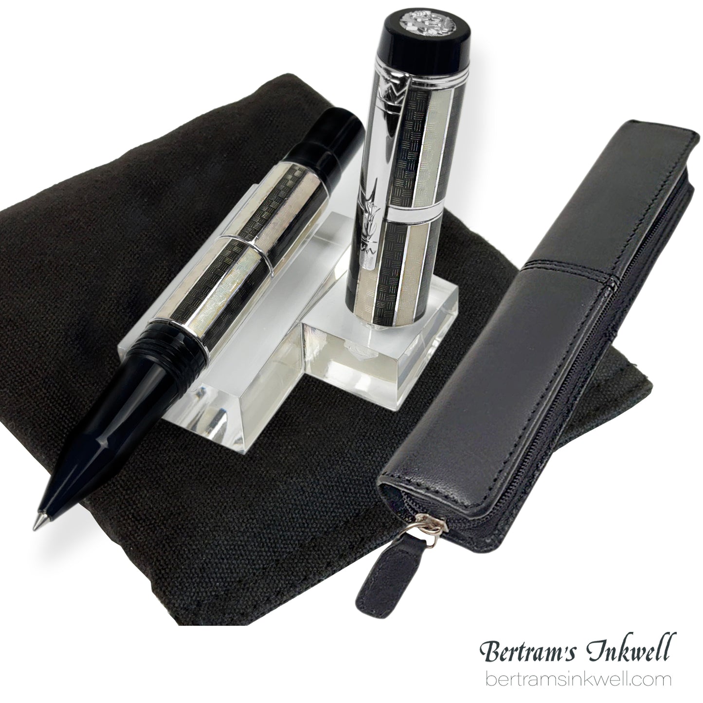 Laban Carnival Sterling Silver and Enamel Rollerball With Leather Pen Case