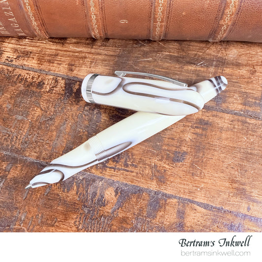 Laban Mento Ivory Brown Electric Rollerball With Leather Pen Case