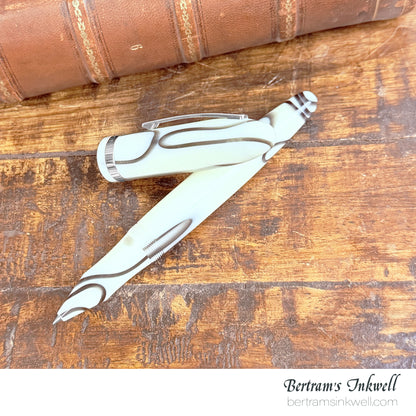 Laban Mento Ivory Brown Electric Rollerball With Leather Pen Case