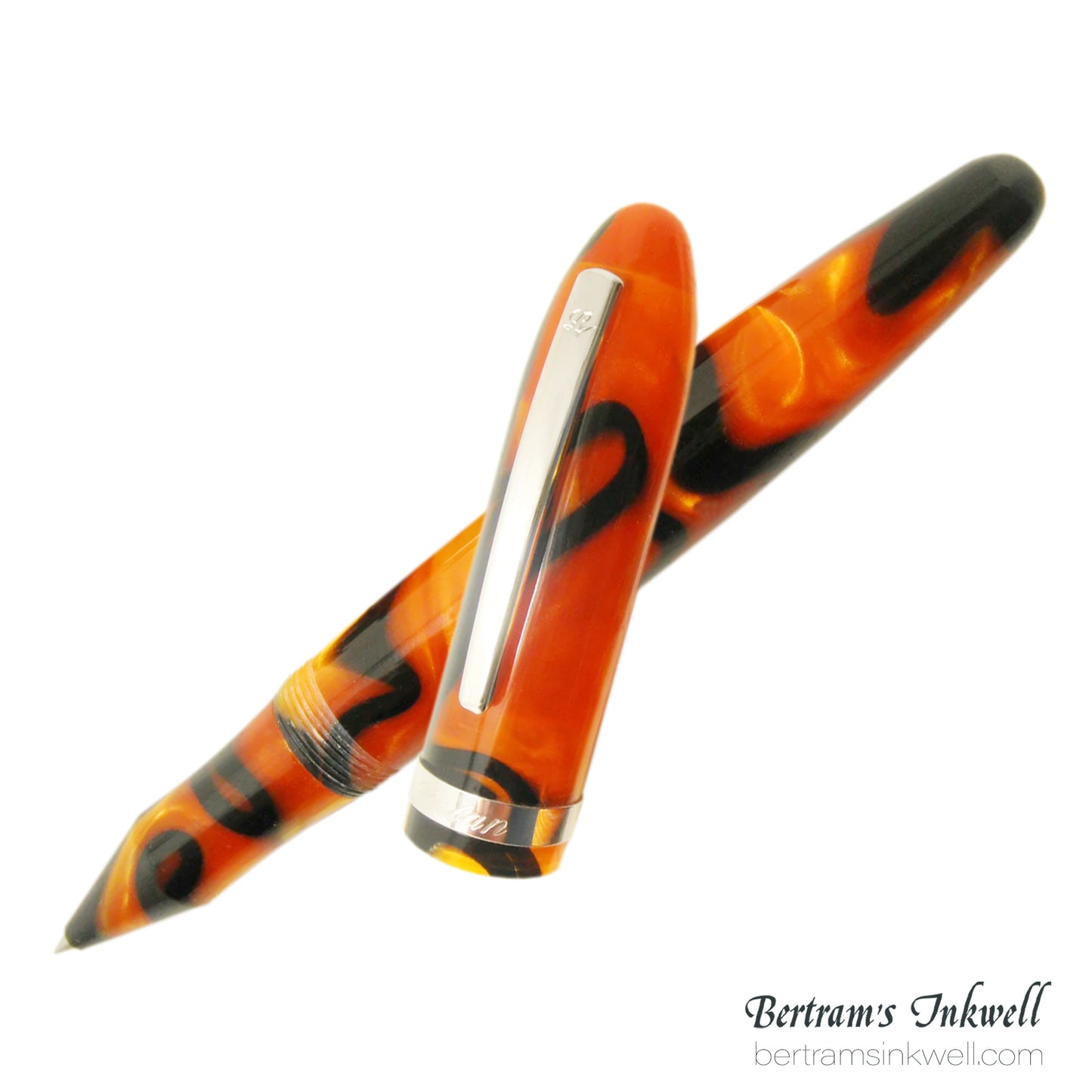 Laban Mento Tiger Swirl Rollerball With Leather Pen Case