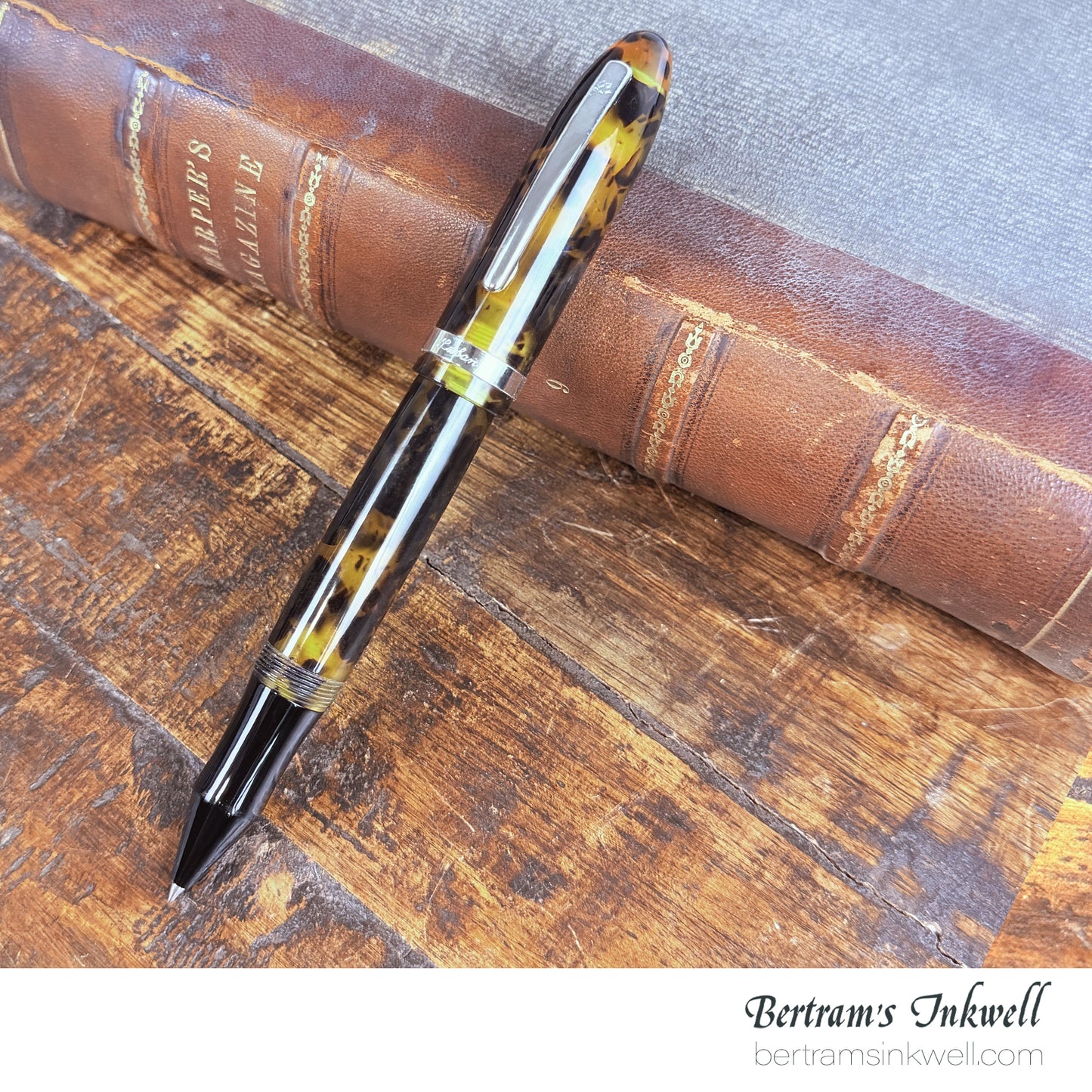 Laban Mento Tortoise Shell Rollerball With Leather Pen Case